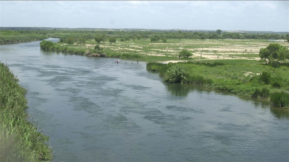 The Rio Grande divides Del Rio, Texas, on the left ant Ciudad Acuna, Mexico, as it flows southeast.