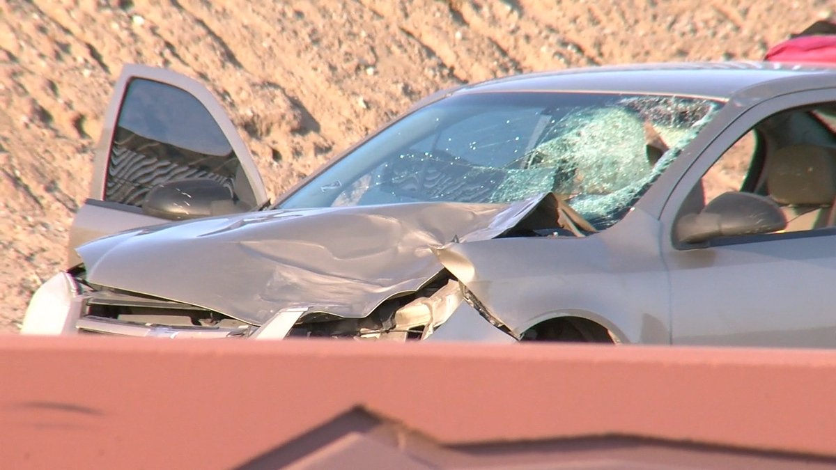 One of two cars that struck and killed a pedestrian along the Border Highway.