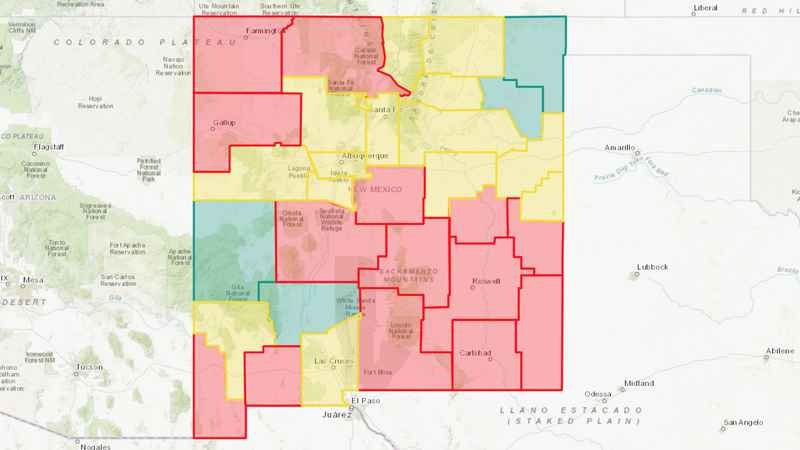 New Mexico's current red to green map.