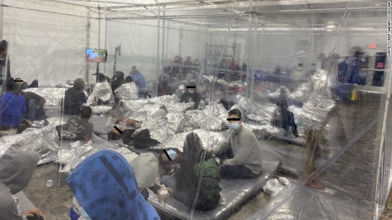 Photos released by Democratic Rep. Henry Cuellar's office shows conditions inside a USCBP facility in Donna, Texas, over the weekend