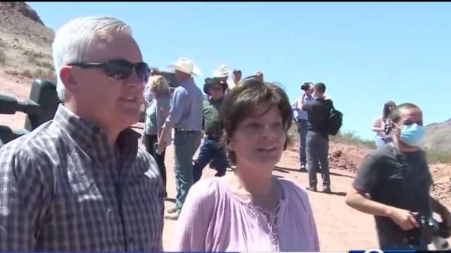 Congresswoman Yvette Herrell (center) during a recent border tour near Columbus, New Mexico.