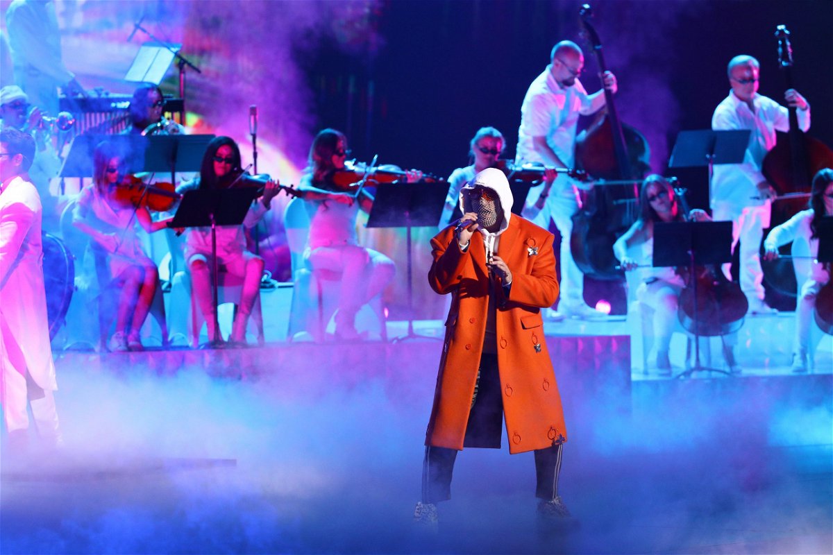 Bad Bunny performs onstage during the 20th annual Latin Grammy Awards.