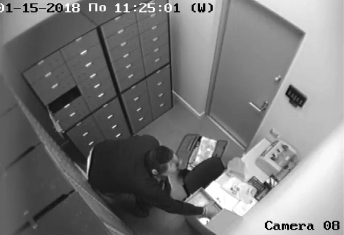 Surveillance image shows one of the safe deposit box robberies.