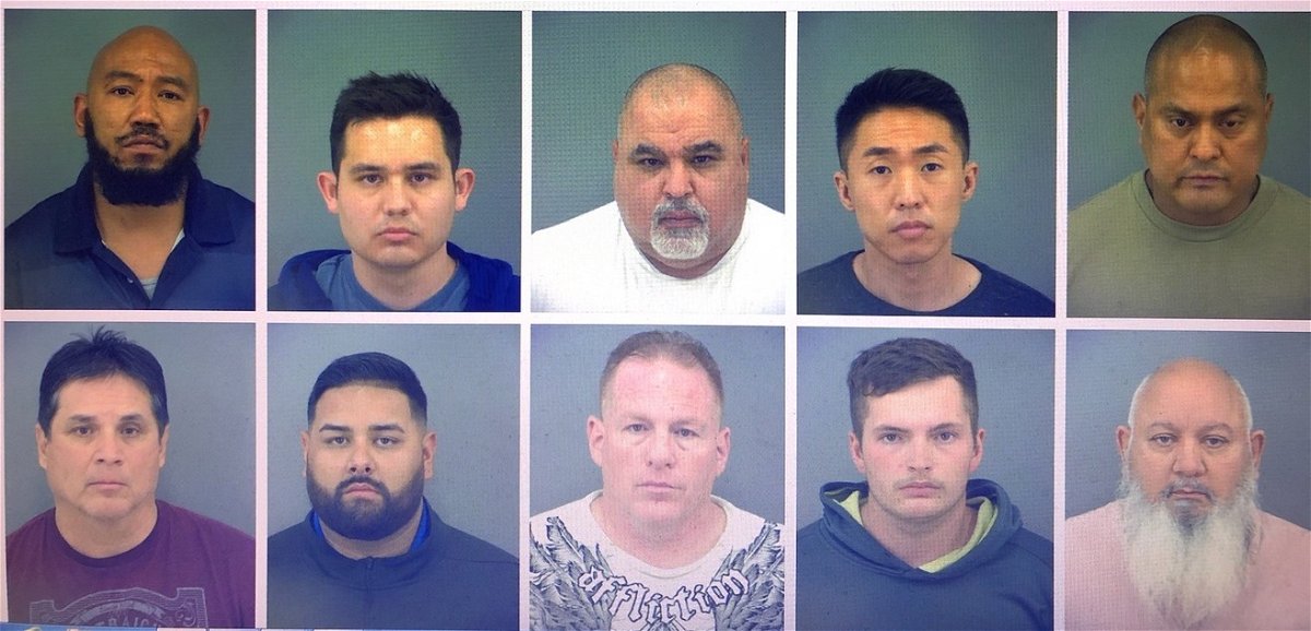 Mugshots of ten men from El Paso and Las Cruces arrested on prostitution-related charges.