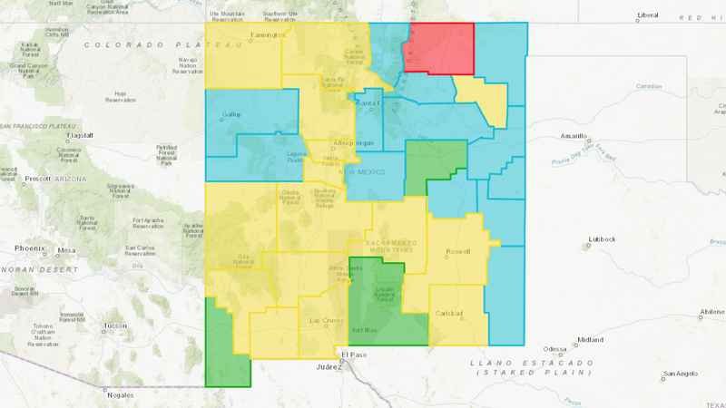 The latest New Mexico reopening map shows Otero County in green.