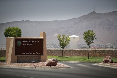 The Buffalo Soldier Gate entrance to Fort Bliss is shown.