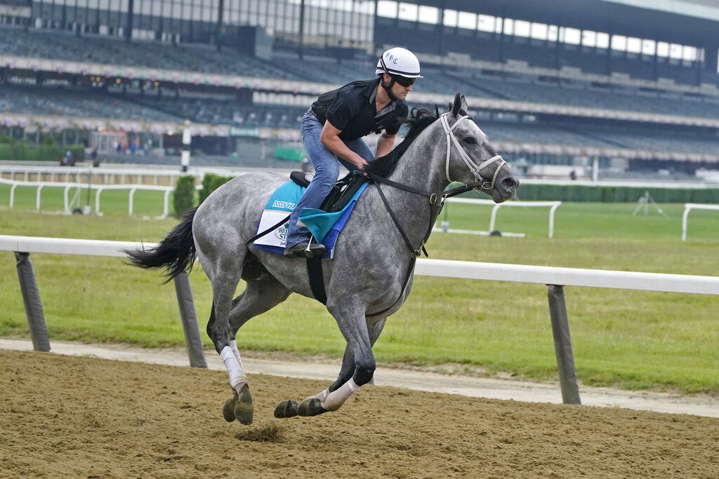 Essential Quality trains ahead of the 153rd running of the Belmont Stakes horse race in Elmont, N.Y.