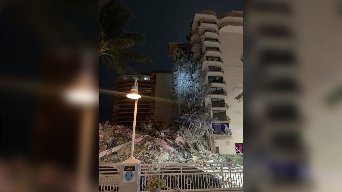 A condo building that collapsed in Miami, Florida.