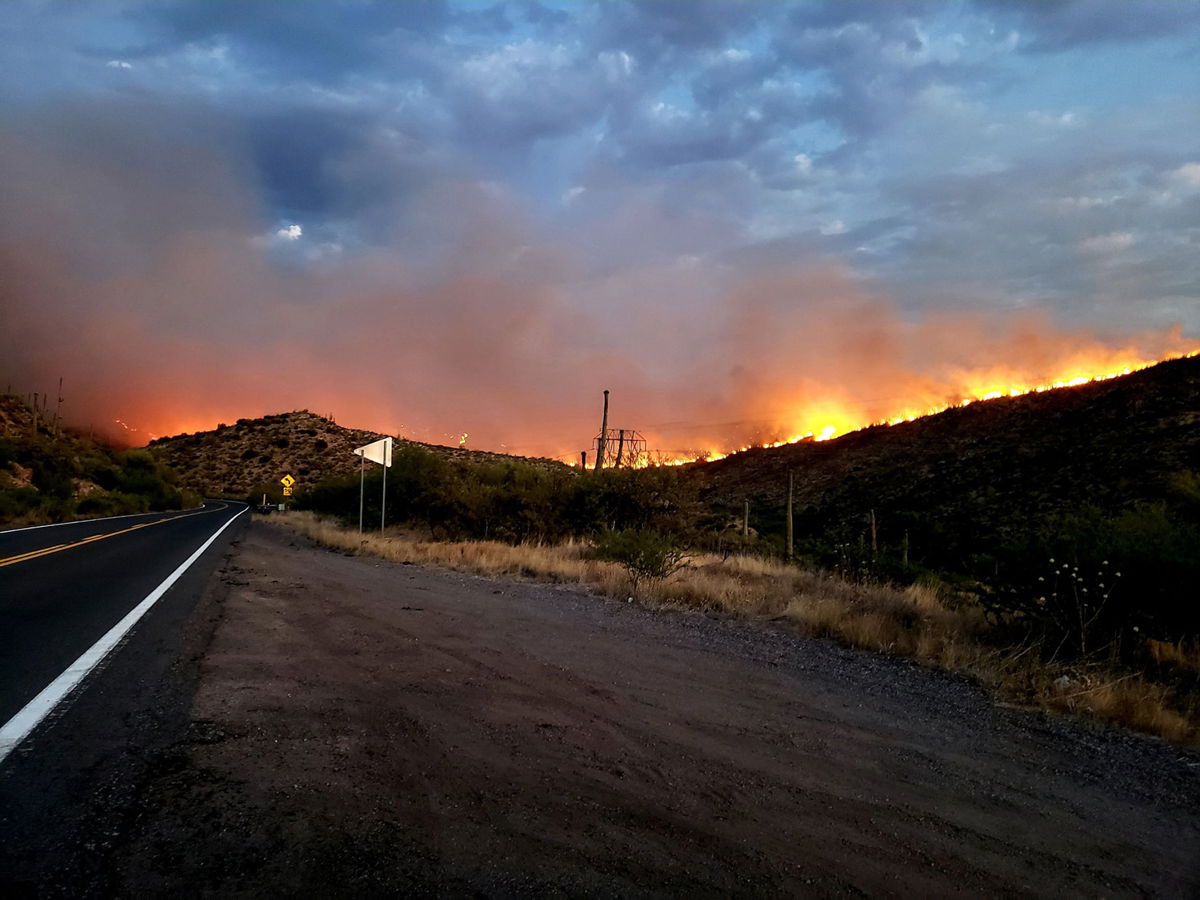 The Telegraph Fire burns in Arizona.