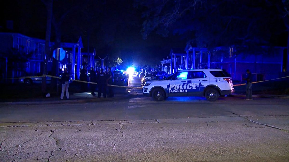 Scene of a shooting where 1 was killed and at least 8 others were wounded in Savannah, Georgia.