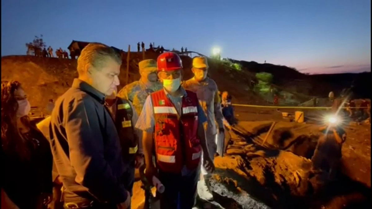 Officials at the scene of a coal mine collapse in northern Mexico.