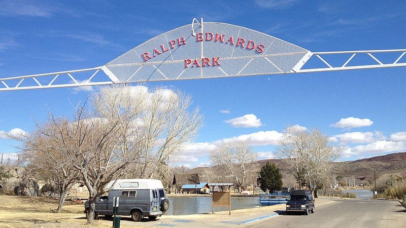  Main entrance to Ralph Edwards Park in Truth or Consequences, New Mexico.