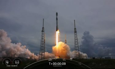 A SpaceX Falcon 9 rocket takes off from Cape Canaveral Space Force Station with 88 satellites on board.