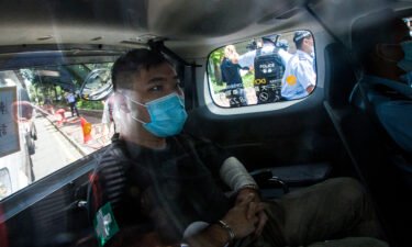 Tong Ying-Kit arriving in court on July 6