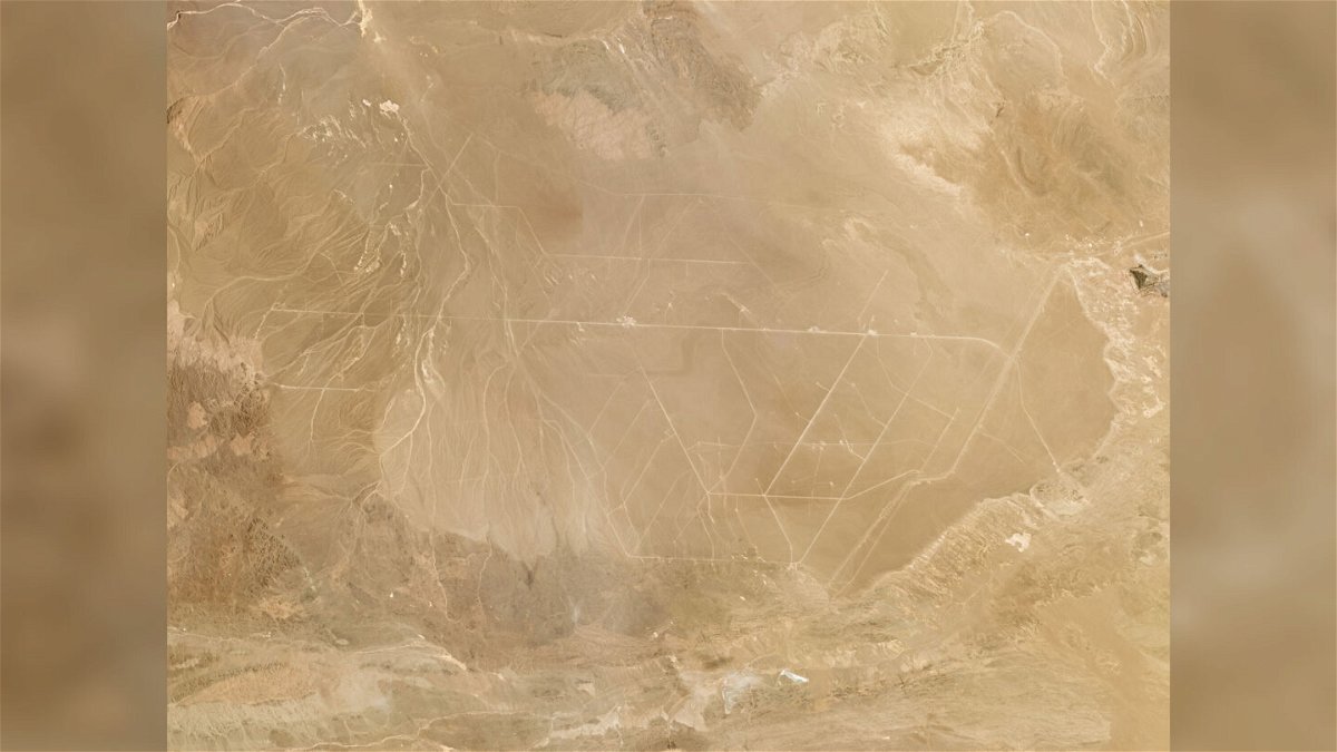 <i>Planet Labs Inc.</i><br/>Satellite view of a field of more than 100 missile silos which researchers say is under construction in the Chinese desert.