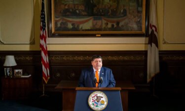 Illinois Gov. JB Pritzker speaks during a news conference in Springfield