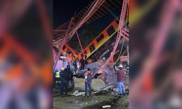 A subway bridge has collapsed in Mexico City causing the subway to tumble to the street below the overpass.