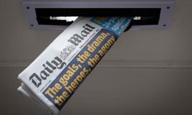 A copy of the Daily Mail newspaper is shown in a letterbox on July 12 in London