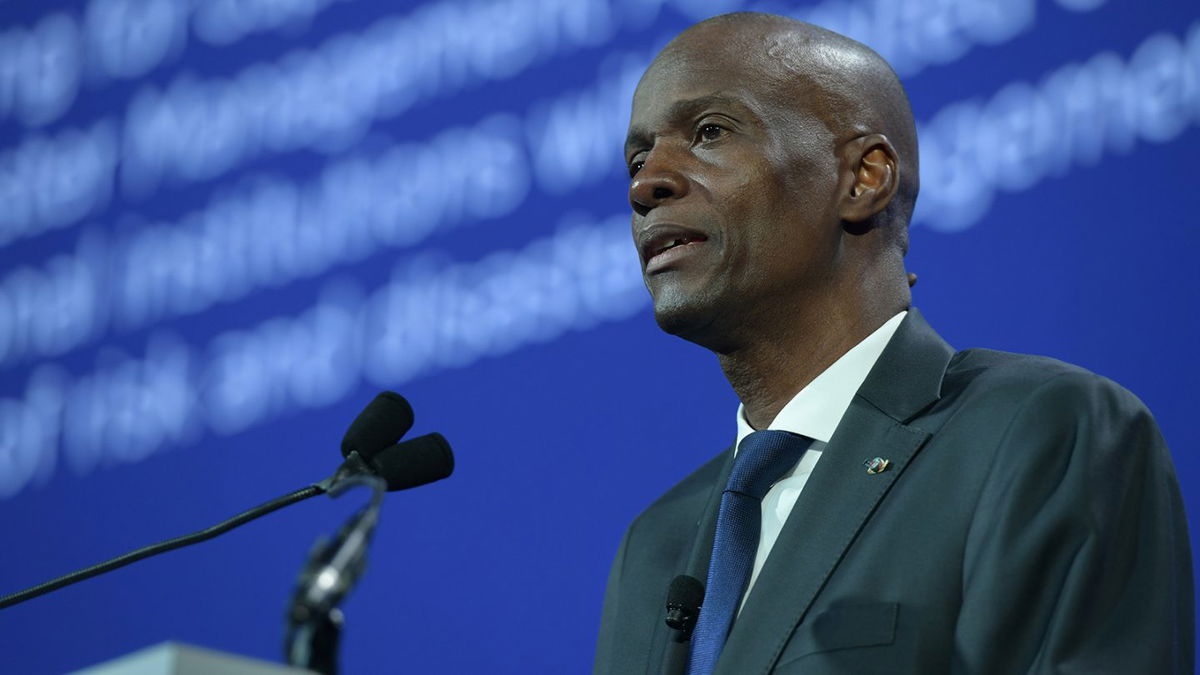 The now-deceased President of the Republic of Haiti H.E. Jovenel Moise speaks in this file photo.