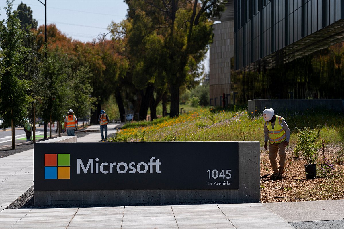 <i>David Paul Morris/Bloomberg/Getty Images</i><br/>Signage outside the Microsoft campus in Mountain View