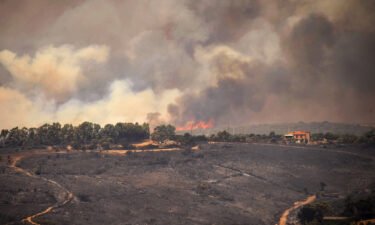 Hills burn on the Italian island of Sardinia