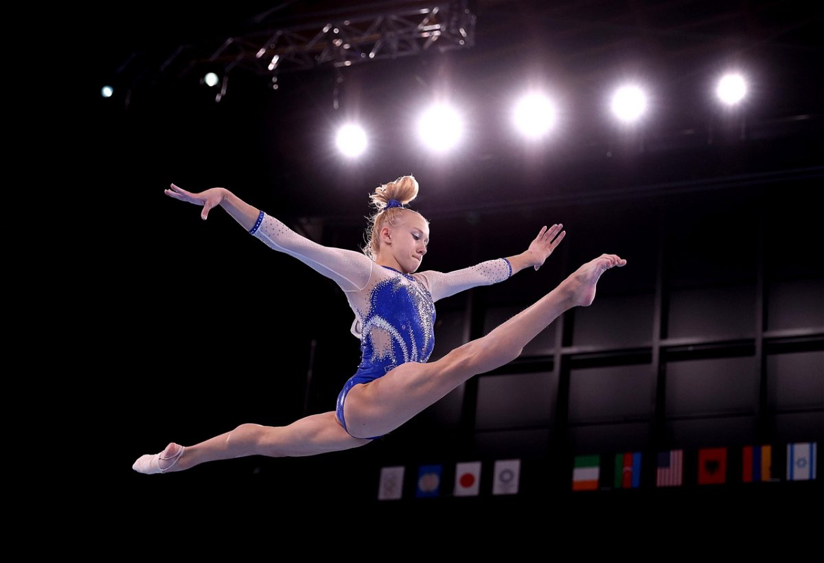 <i>Laurence Griffiths/Getty Images</i><br/>Viktoriia Listunova of the ROC competes in balance beam during the Women's Team Final at Tokyo 2020. The Russian Olympic Committee (ROC) won a dramatic women's team gymnastic final to take the gold medal after Team USA was hit by the withdrawal of Simone Biles.