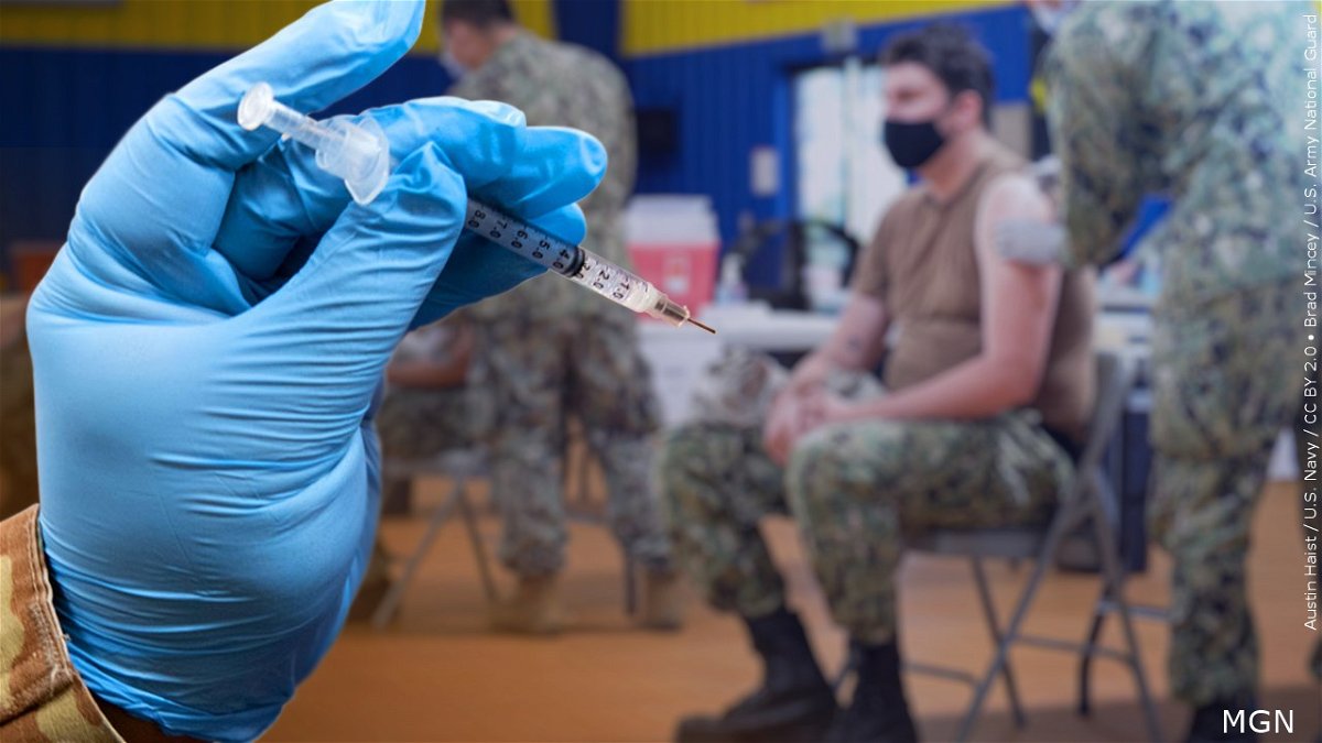 Active duty military receive Covid-19 vaccinations in this photo illustration.