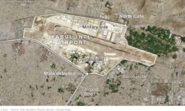 This CNN graphic shows the layout of the Kabul Airport. An explosion took place outside the airport on Thursday