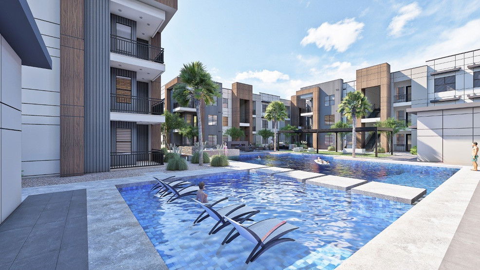 Rendering shows Desert Commons, a new apartment development.