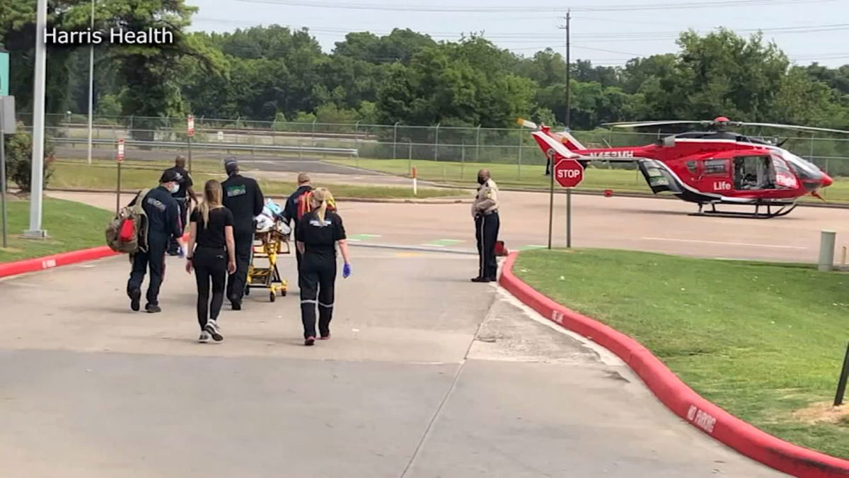 An 11-month-old baby with Covid-19 being airlifted to a hospital 150 miles away because of a shortage of pediatric beds in the Houston area.