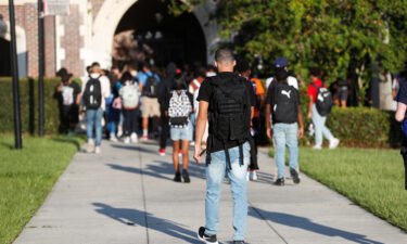 Students return on the first day of school at Hillsborough High School in Tampa