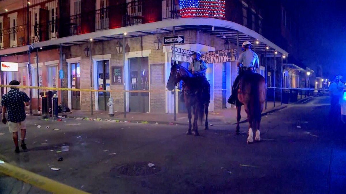 <i>WDSU</i><br/>Five people were wounded in a shooting near Bourbon Street in New Orleans on August 1.