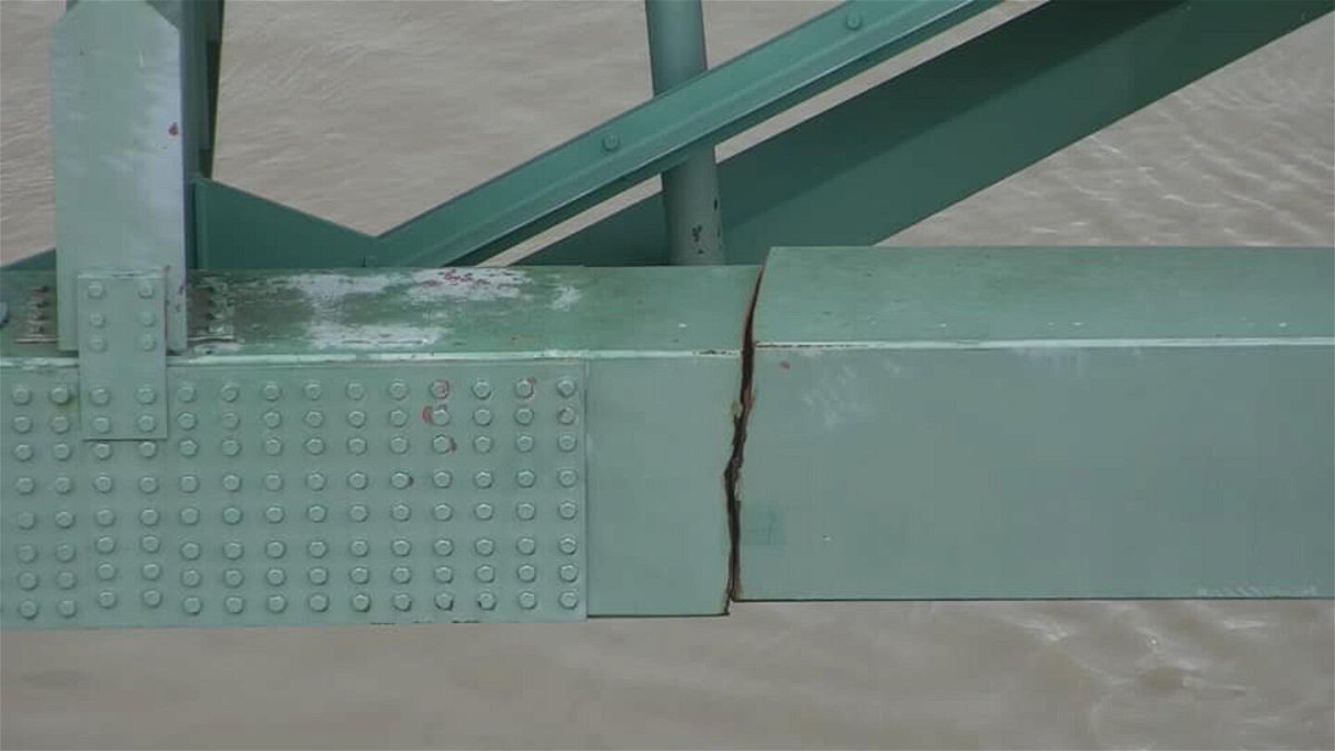 <i>Tennessee DOT</i><br/>The Tennessee Department of Transportation in May released photos of the crack that shut down the Hernando DeSoto bridge.