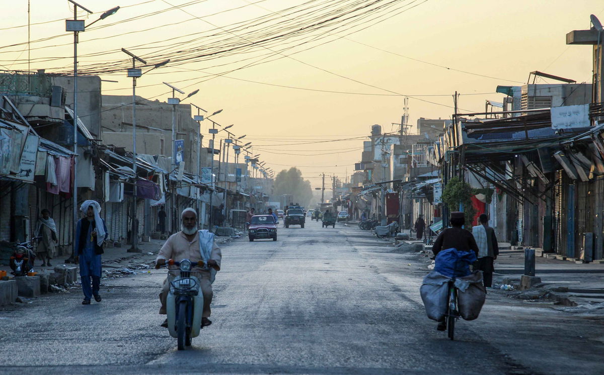 A view of a closed market in Kandahar, Afghanistan.