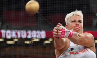 Poland's Anita Wlodarczyk competes in the women's hammer throw final during the Tokyo 2020 Olympic Games on August 3.