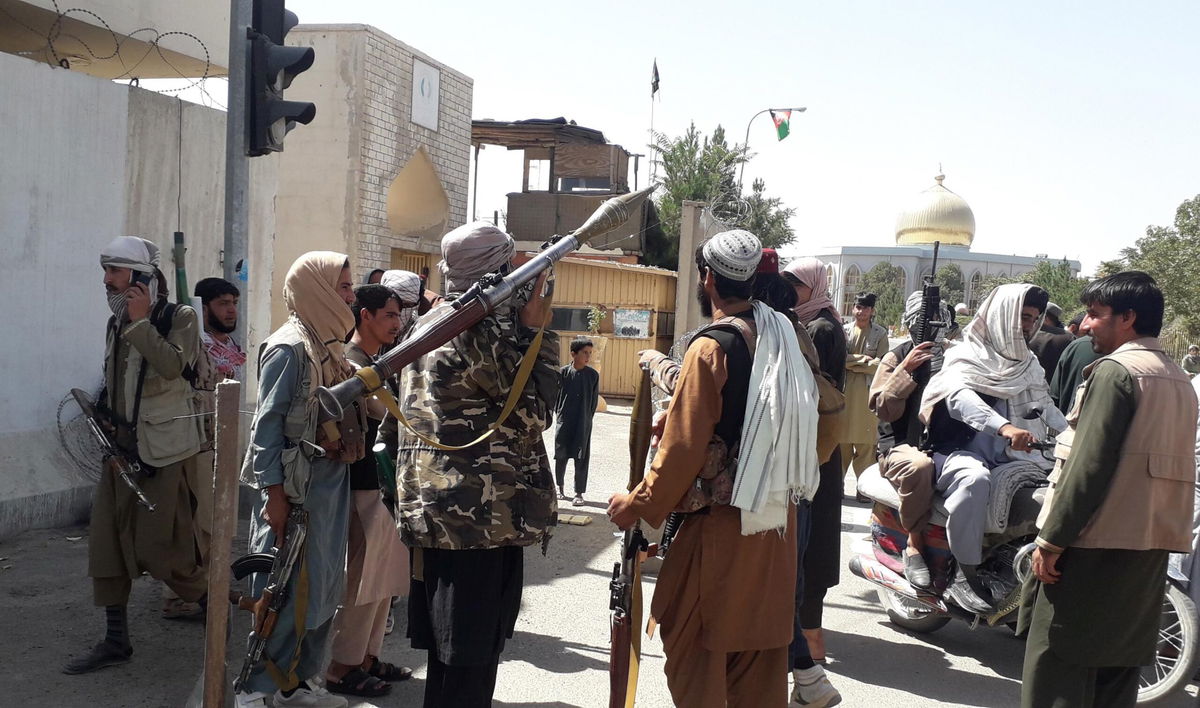 Taliban militants patrol after taking control of the Governor's house and Ghazni city, in Afghanistan.