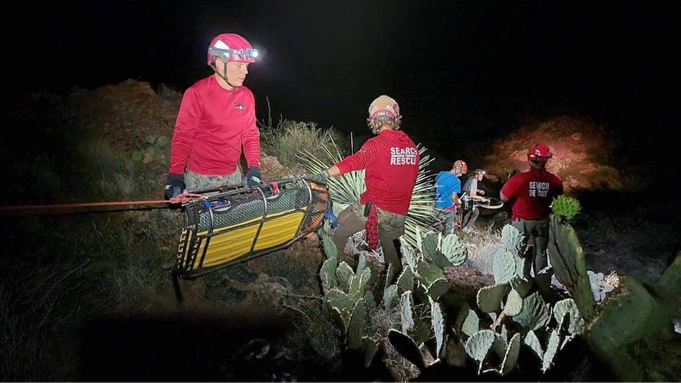 Rescue crews recover a body in the Organ Mountains.
