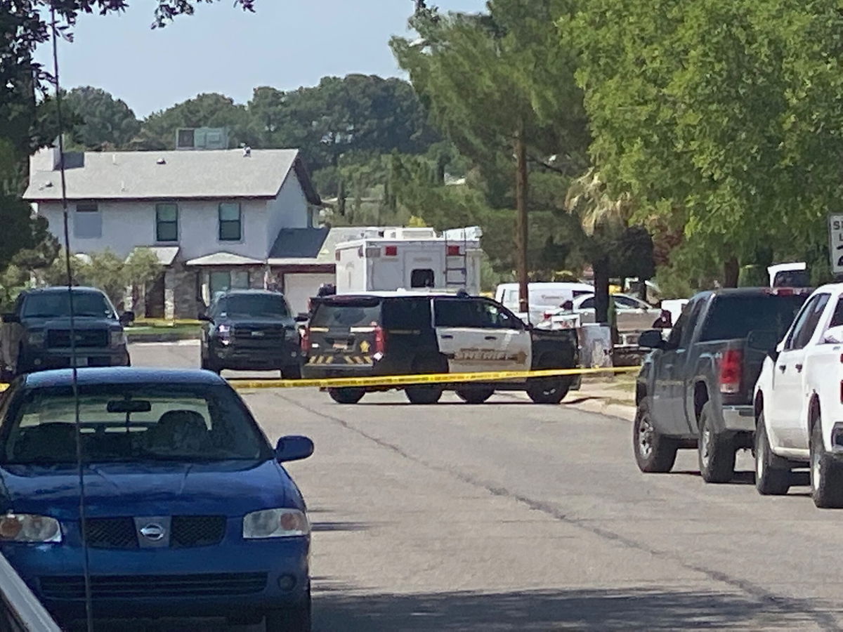 Sheriff's deputies at the scene of a shooting after a domestic disturbance in Santa Teresa.