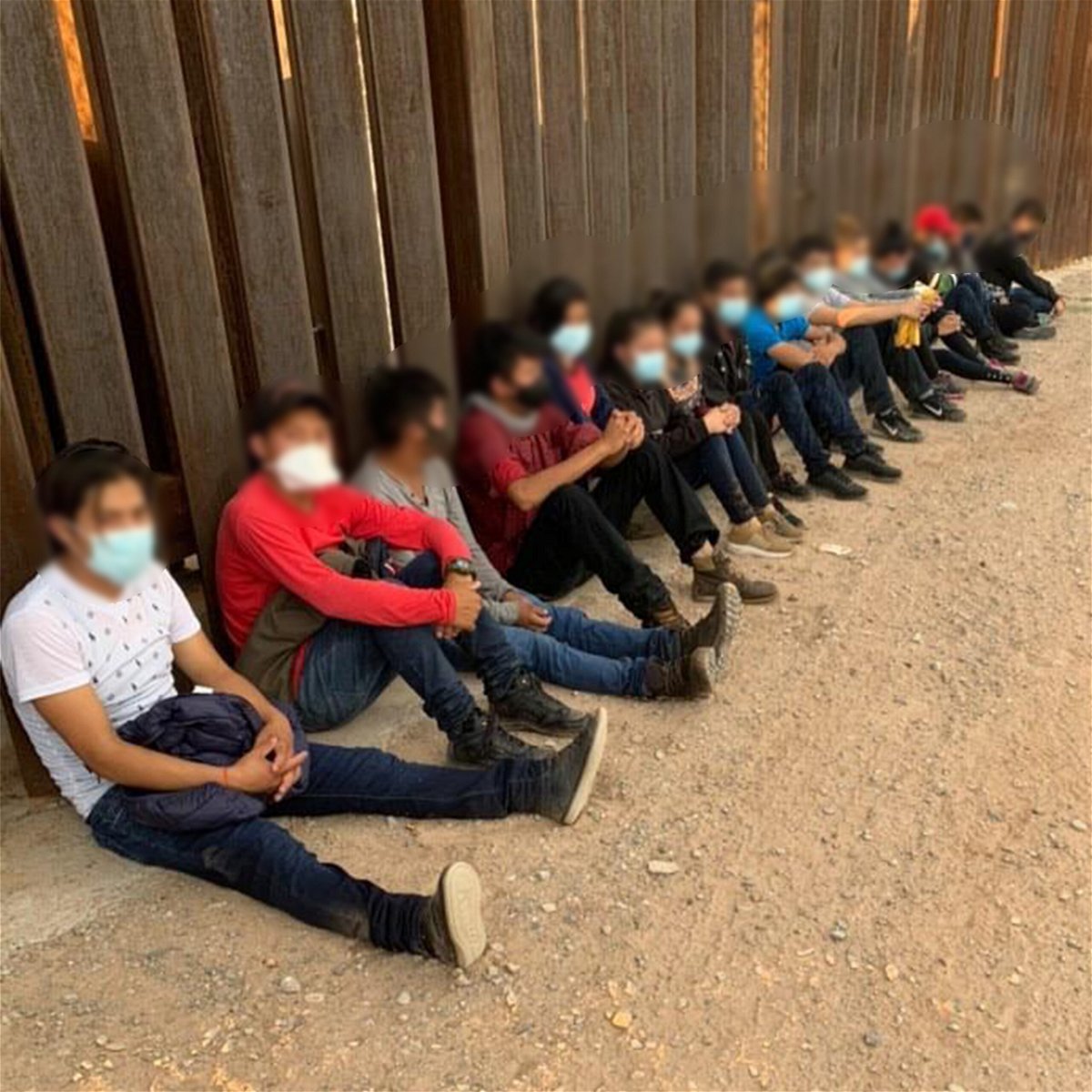 A group of unaccompanied migrant children apprehended by Border Patrol agents near the Ysleta Port of Entry.