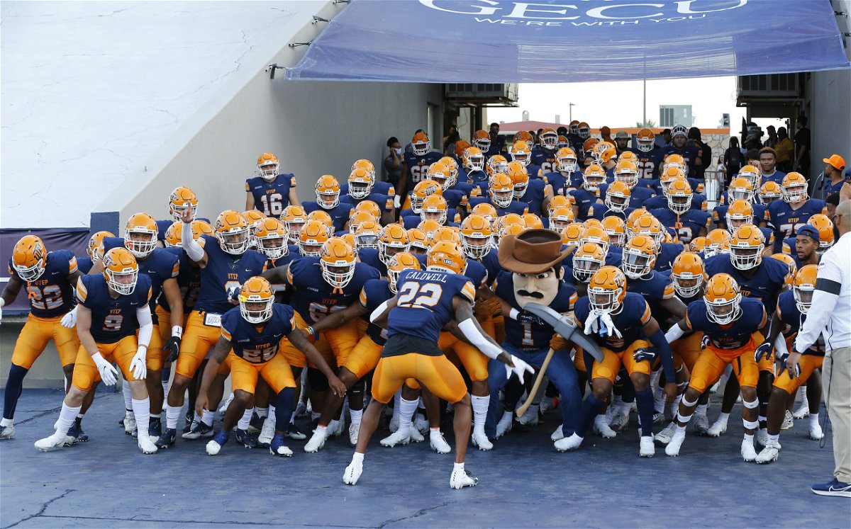 Paydirt Pete and the UTEP Miners football team make an entrance at the Sun Bowl.