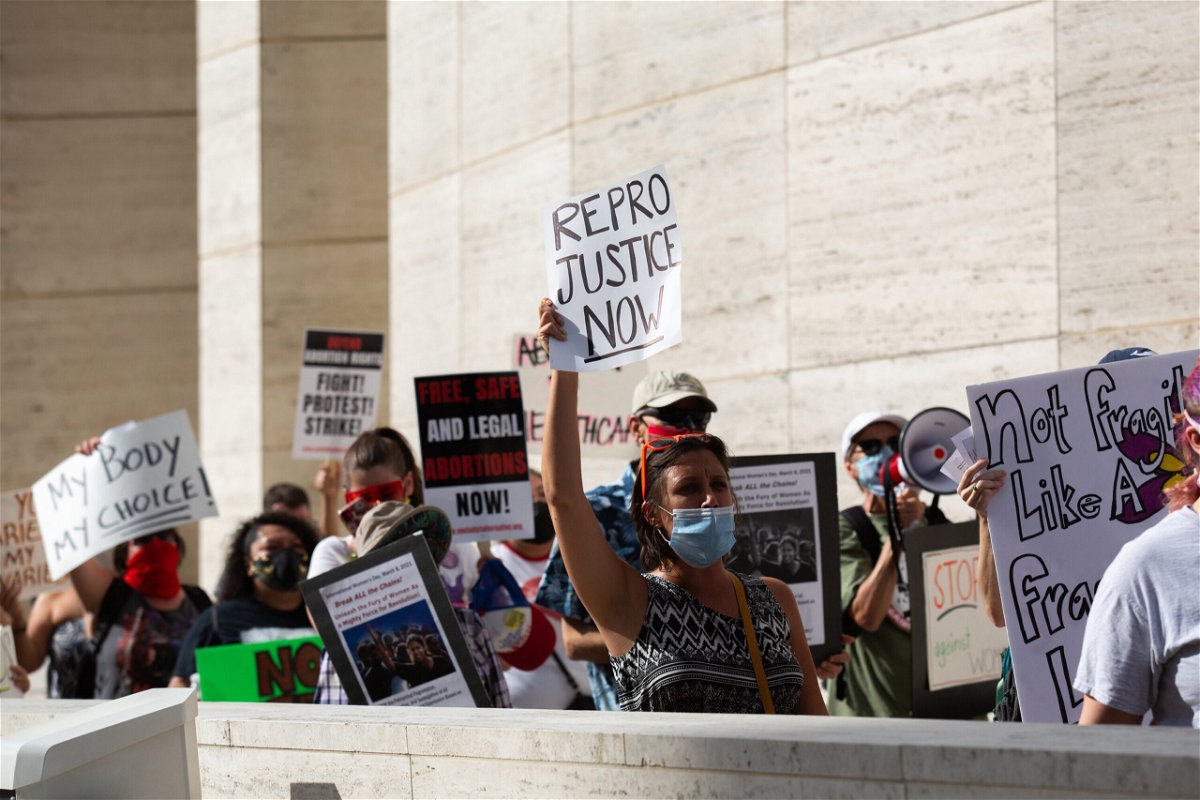<i>Reginald Mathalone/NurPhoto/ZUMA Press</i><br/>Protestors march from City Hall to the federal court house in protest of the new state abortion ban in Houston