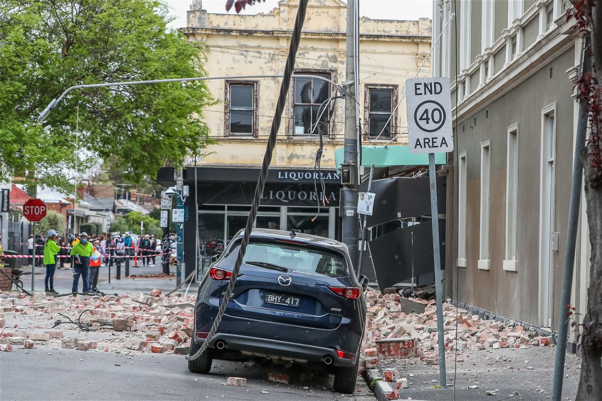 <i>Asanka Ratnayake/Getty Images</i><br/>Damaged buildings along Chapel Street are seen following an earthquake on September 22 in Melbourne