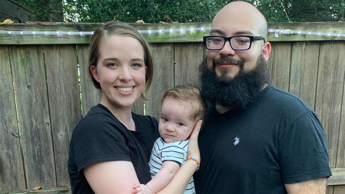 <i>courtesy Natalie Wester Guerrero</i><br/>Natalie Wester and Jose Lopez-Guerrero say they always wear masks in public because their 4-month-old son has cystic fibrosis with a compromised immune system.