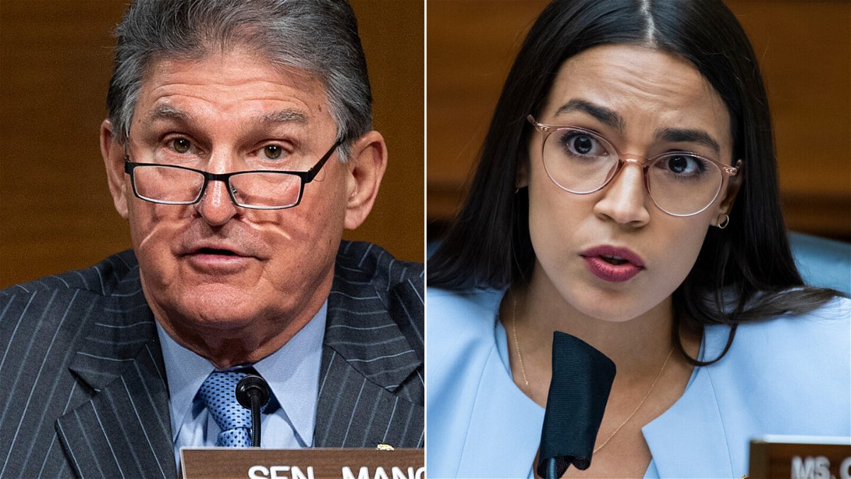 <i>AFP/Getty Images</i><br/>Rep. Alexandria Ocasio-Cortez called out fellow Democratic Sen. Joe Manchin on September 12 after the West Virginia senator referred to her as 
