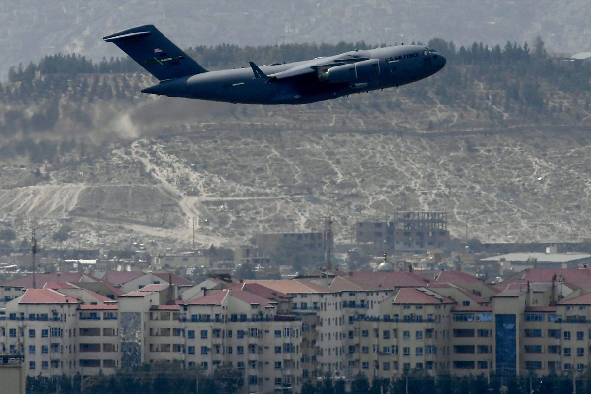 <i>AAMIR QURESHI/AFP/Getty Images</i><br/>A flight carrying Afghan refugees.