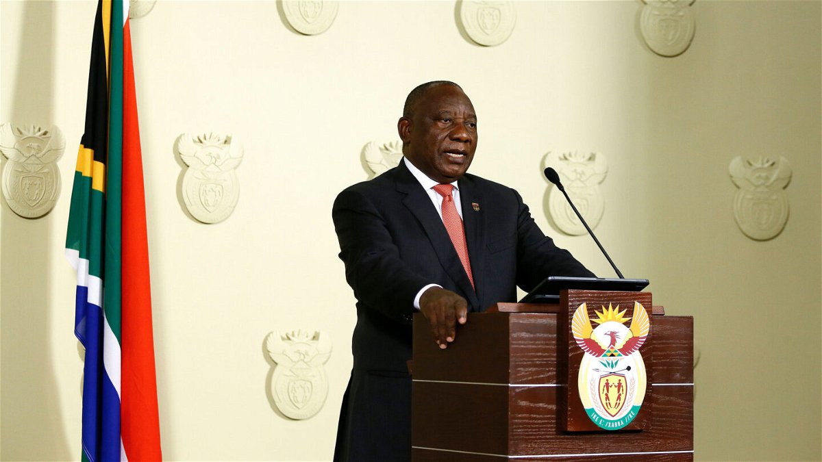 <i>Phill Magakoe/AFP/Getty Images</i><br/>South Africa will start to ease several Covid-19 restrictions as infection rates decrease in the country. South African President Cyril Ramaphosa here addresses the nation in Pretoria