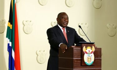 South Africa will start to ease several Covid-19 restrictions as infection rates decrease in the country. South African President Cyril Ramaphosa here addresses the nation in Pretoria