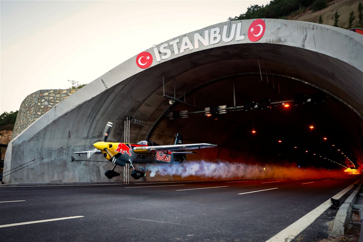 <i>Samo Vidic/Red Bull Content Pool</i><br/>Dario Costa of Italy flying through dual Catalca Tunnels in Istanbul
