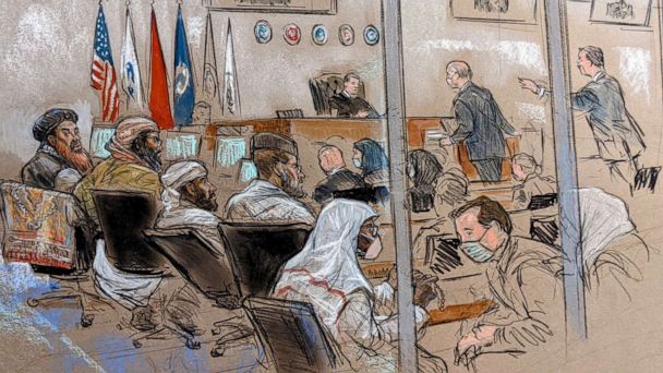 Courtroom sketch shows the Sept. 11 defendants.