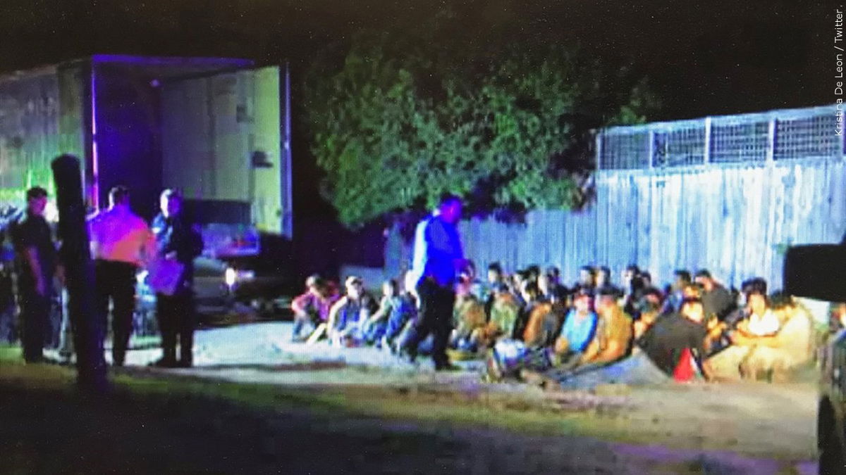 A truck trailer hiding immigrants is seen in this file photo.